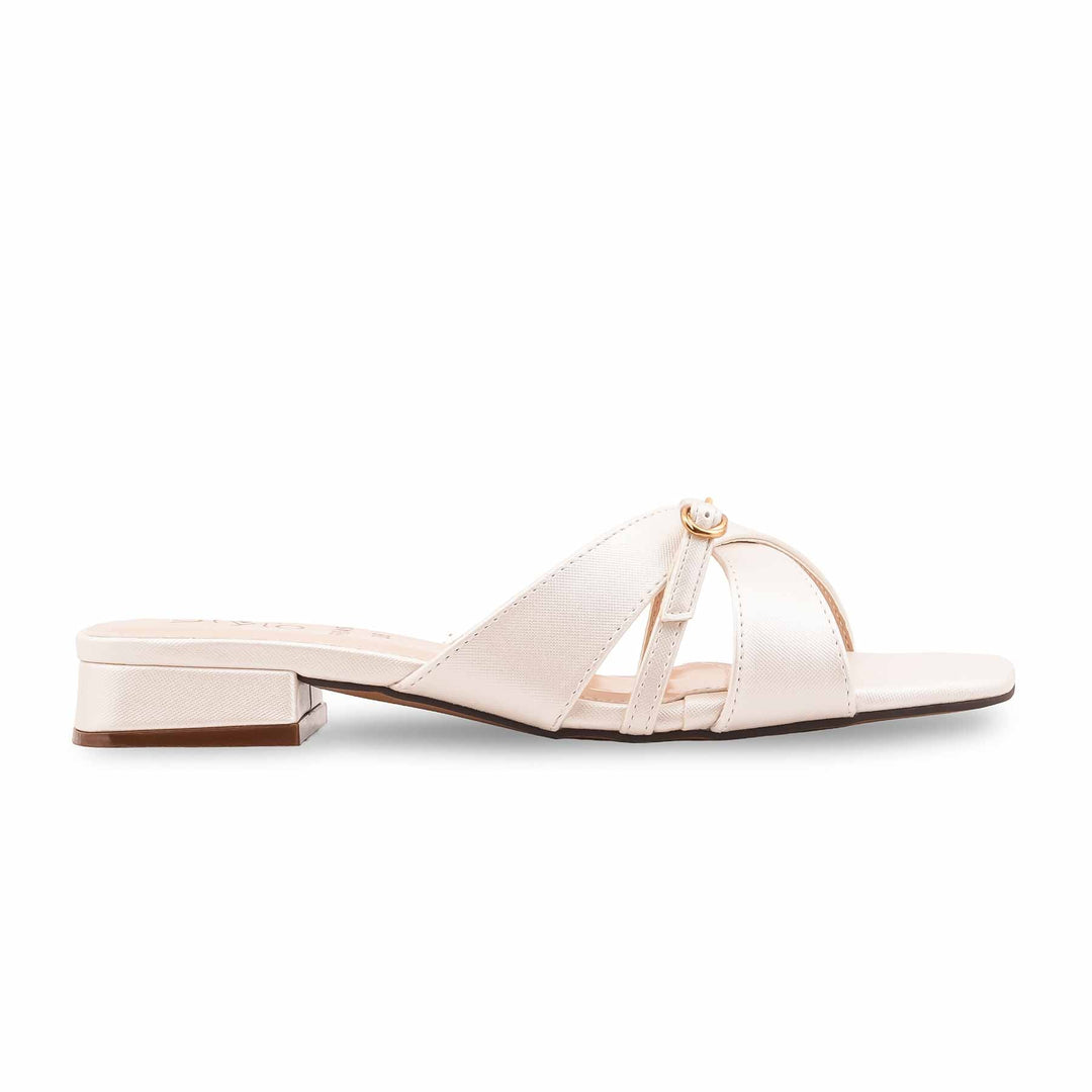 Cream Formal Slipper For Ladies FR8453