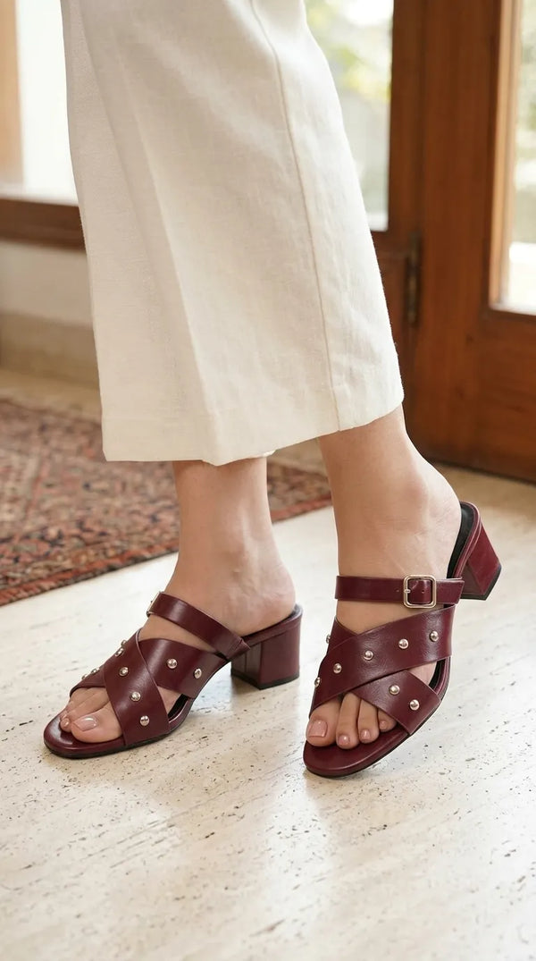 Maroon Formal Slipper For Women FR8454