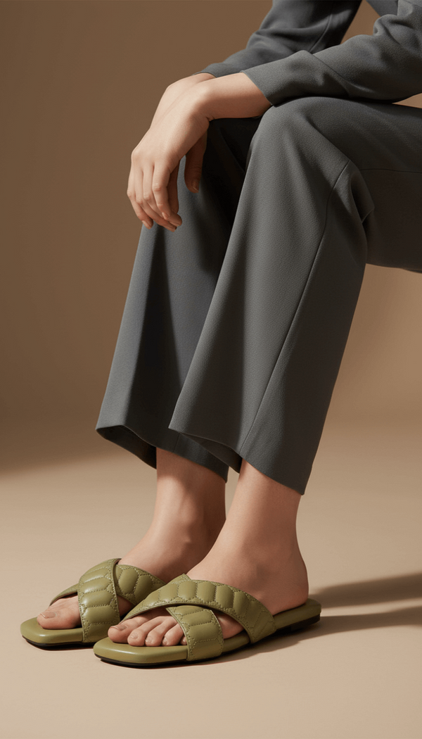 Olive Formal Slipper For Women FR8460