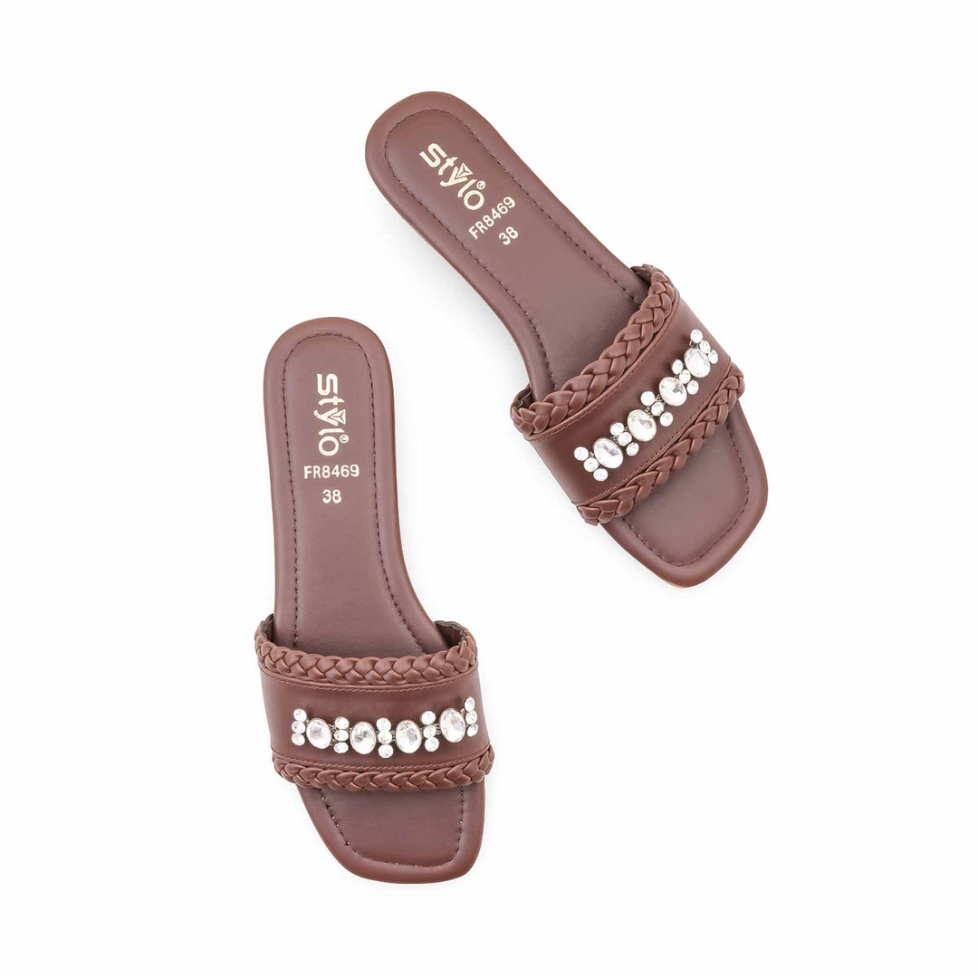 Coffee Formal Slipper For Women FR8469