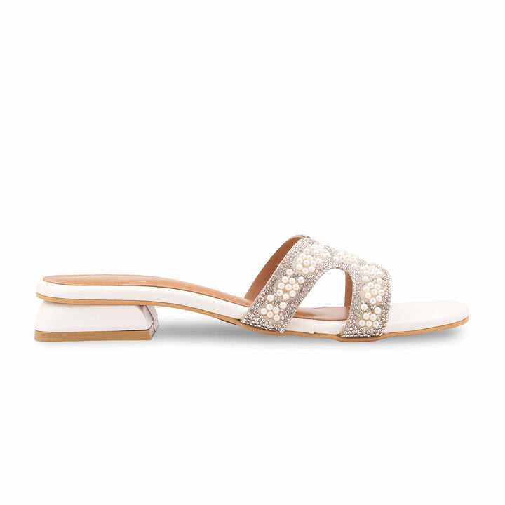 White Formal Slipper For Ladies FR8477