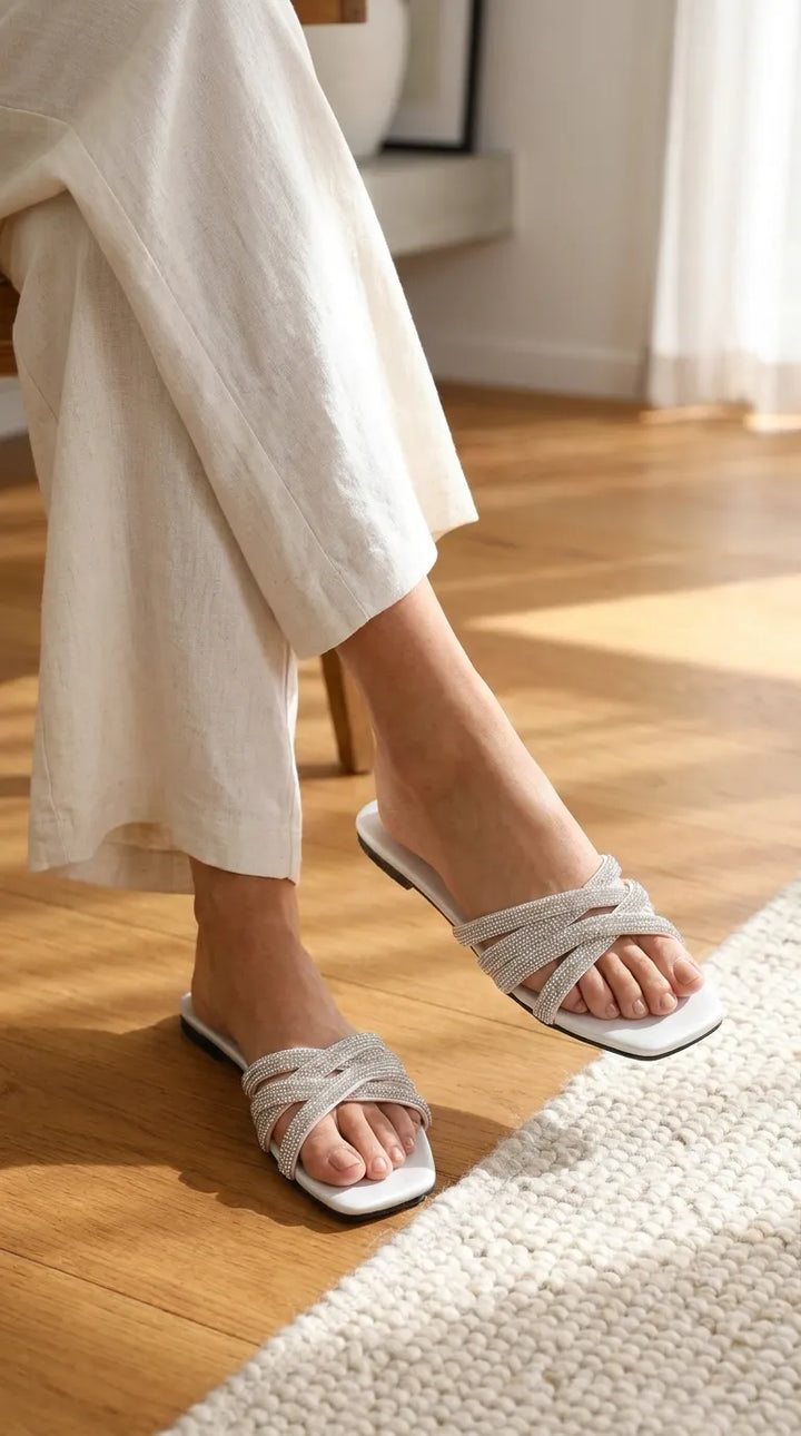 Silver Formal Slipper For Women FR8488