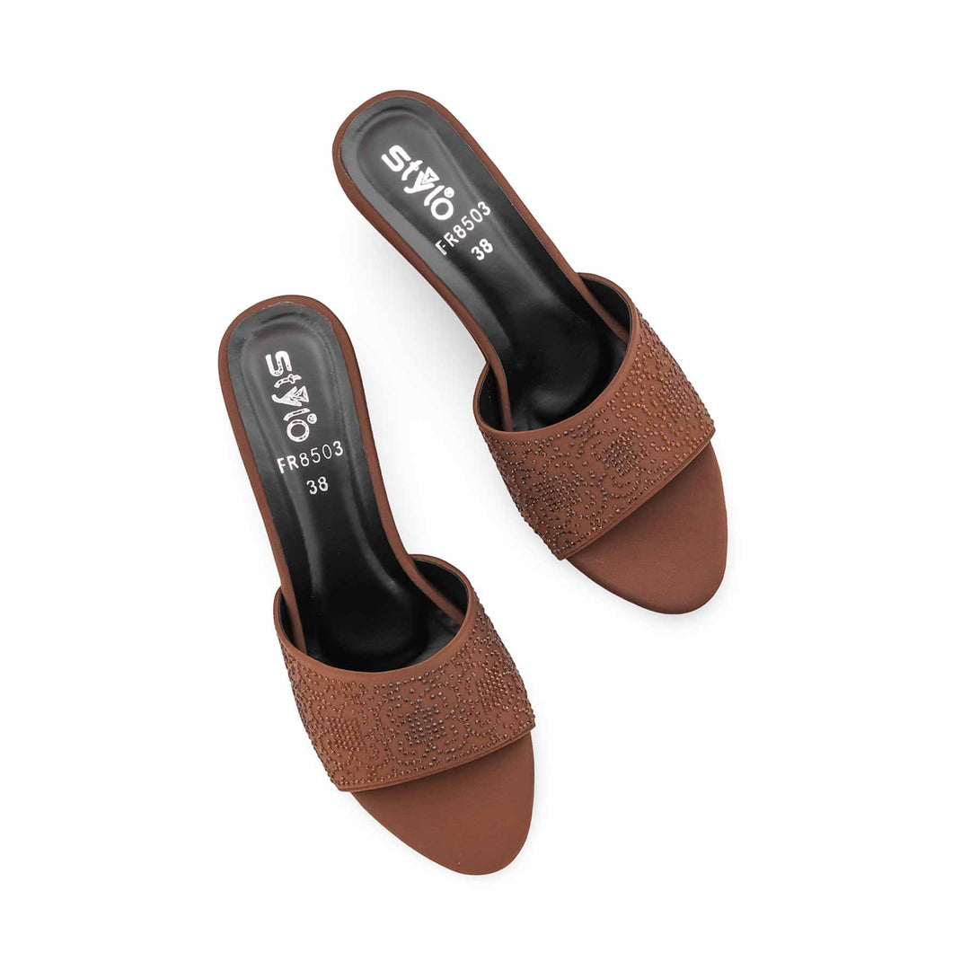 Coffee Formal Slipper For Ladies FR8503