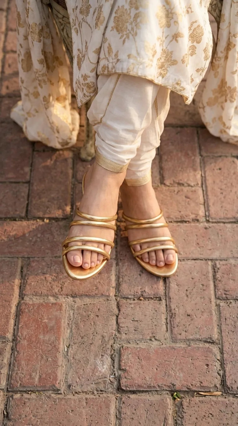 Golden Formal Slipper For Ladies FR8512