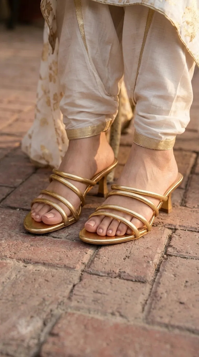 Golden Formal Slipper For Ladies FR8512