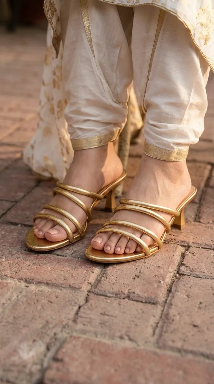 Golden Formal Slipper For Ladies FR8512