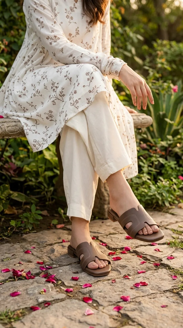 Coffee Formal Slipper For Ladies FR8516
