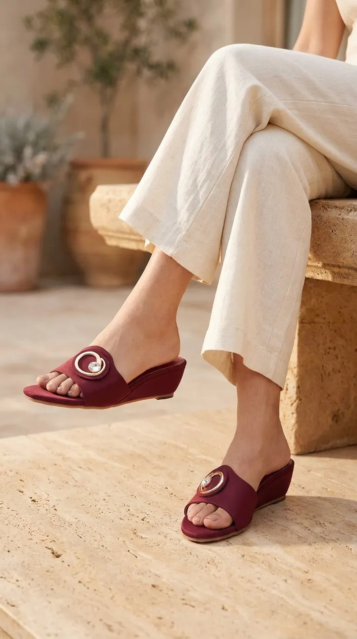 Maroon Formal Slipper For Women FR8520