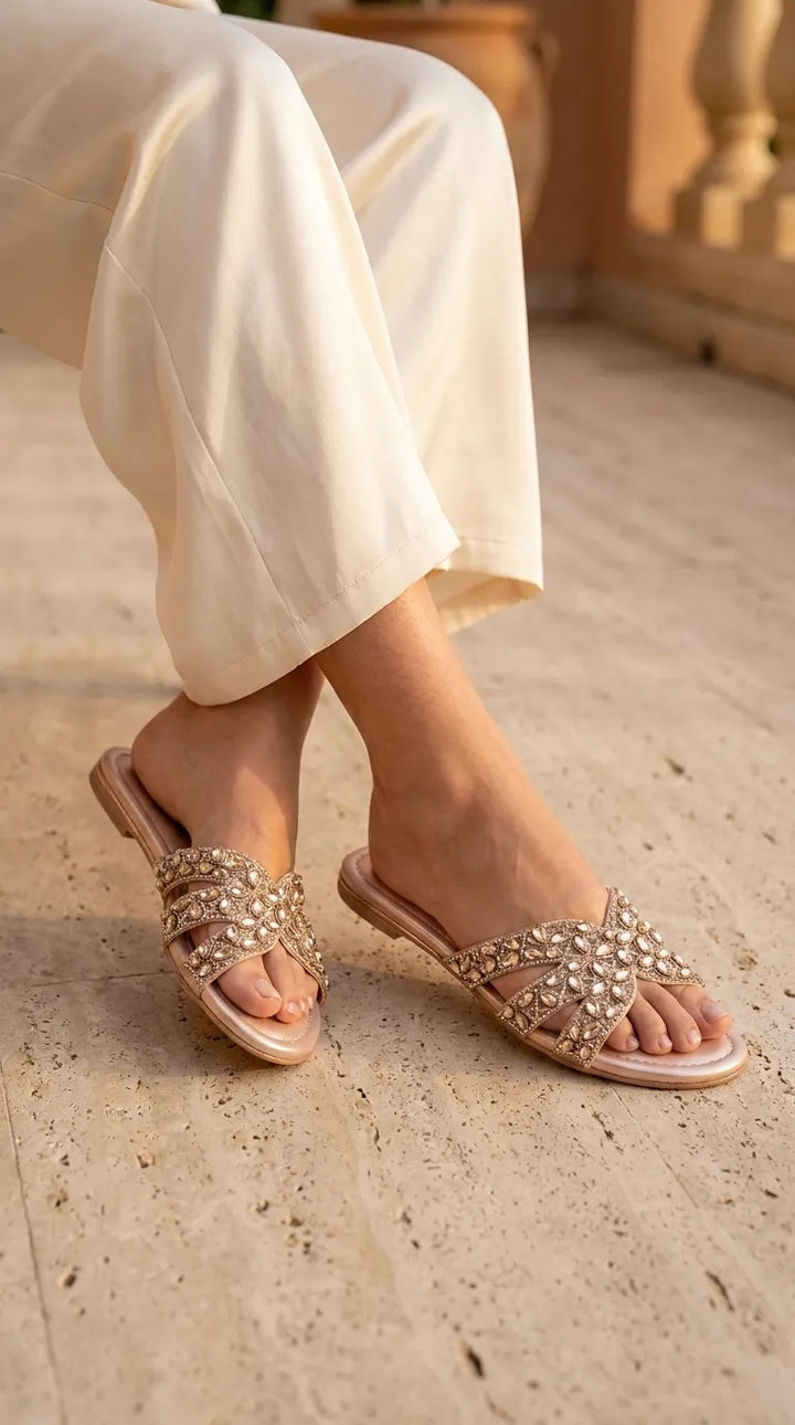 Golden Formal Slipper For Women FR8539