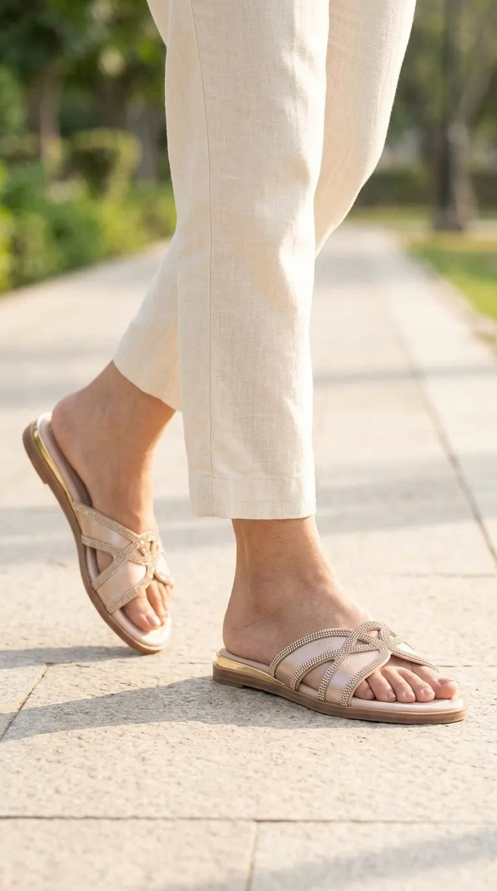 Golden Formal Slipper For Women FR8553