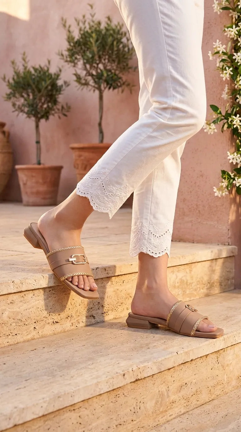 Beige Formal Slipper For Ladies FR8562