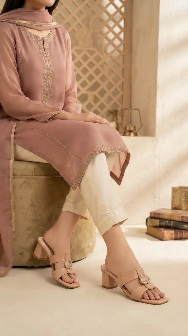 Beige Formal Slipper For Women FR8639