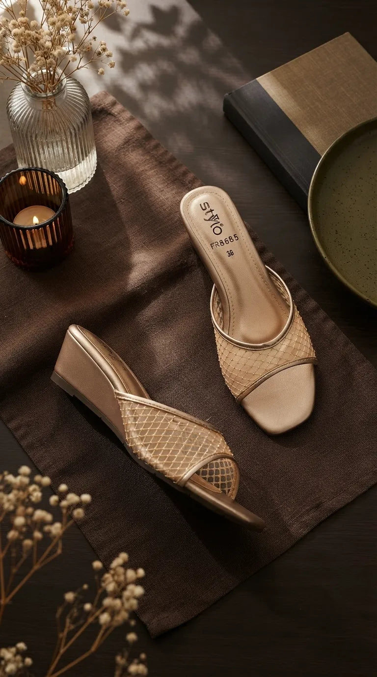 Golden Formal Slipper For Women FR8685