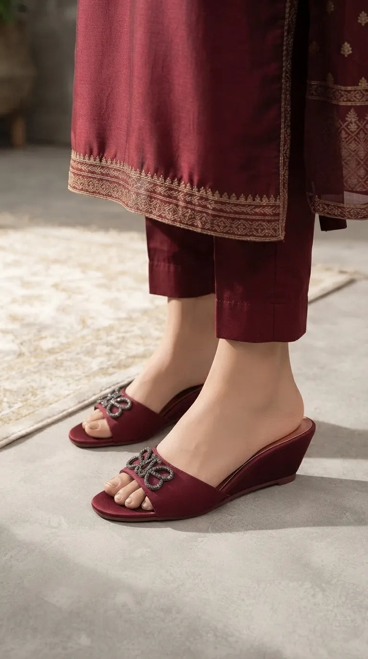 Maroon Formal Slipper For Women FR8723