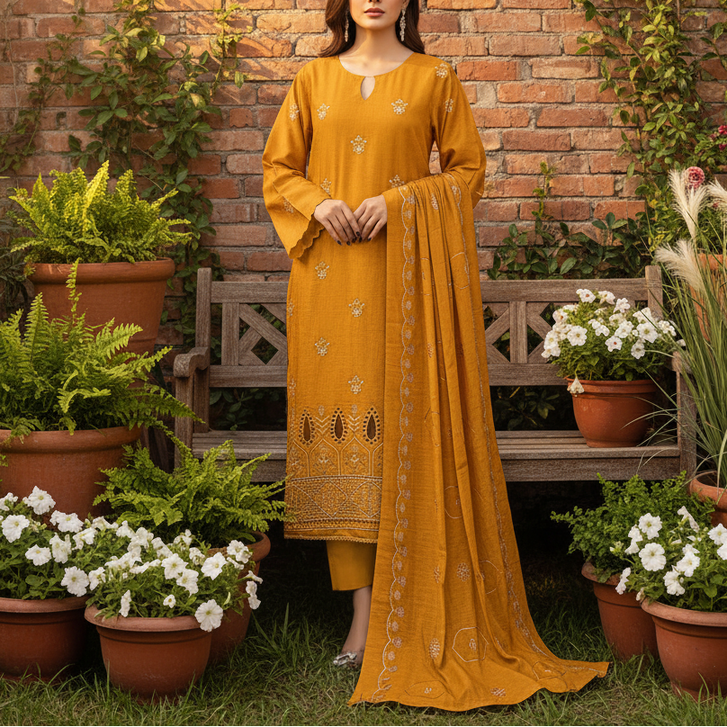 3PC Unstitched Embroidered Suit US5503