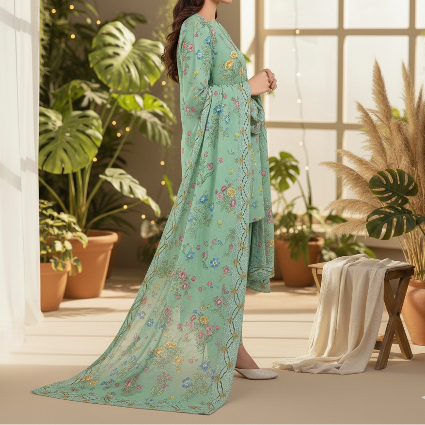 3 PC Unstitched Printed Suit