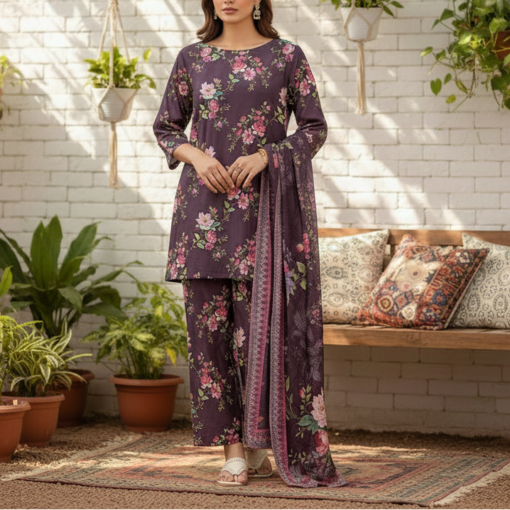3PC Unstitched Printed Suit US5535