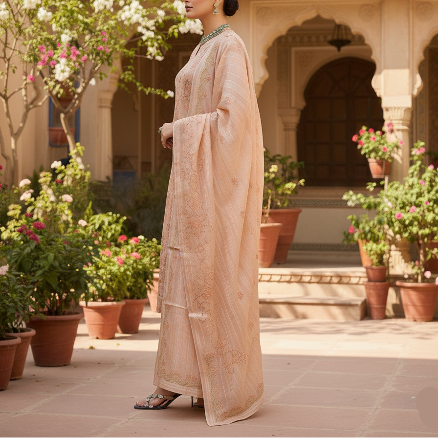3PC Unstitched Embroidered Suit US5512