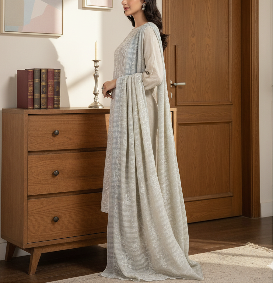 3PC Unstitched Embroidered Suit US5508