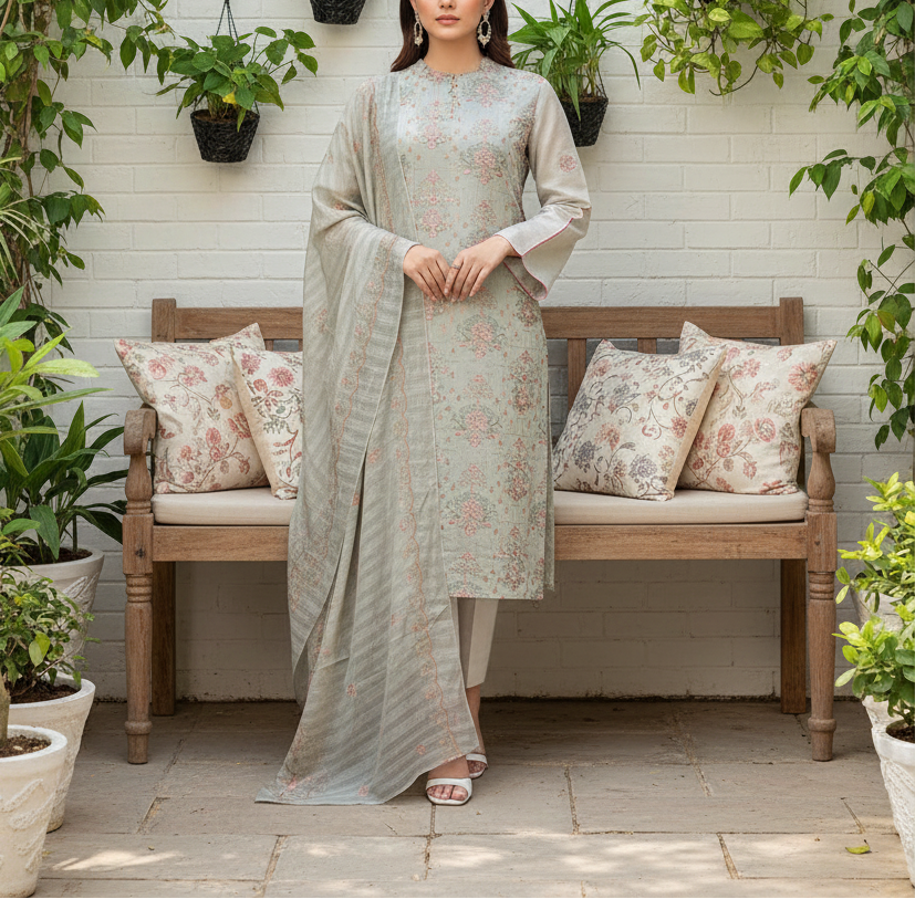 3PC Unstitched Embroidered Suit US5511