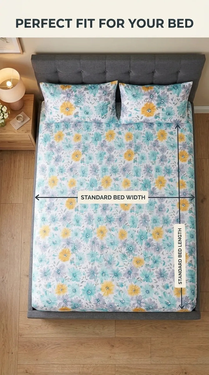 100% Cotton - Double Bed Bedsheet HT101010