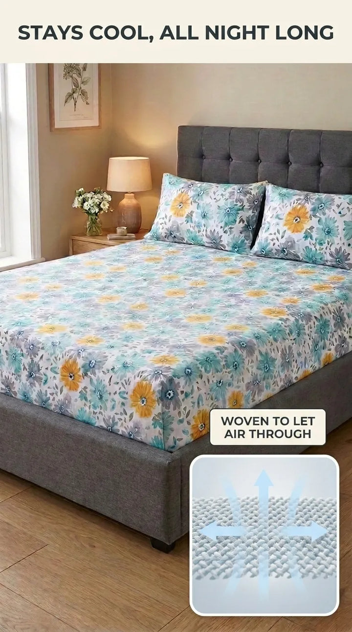 100% Cotton - Double Bed Bedsheet HT101010