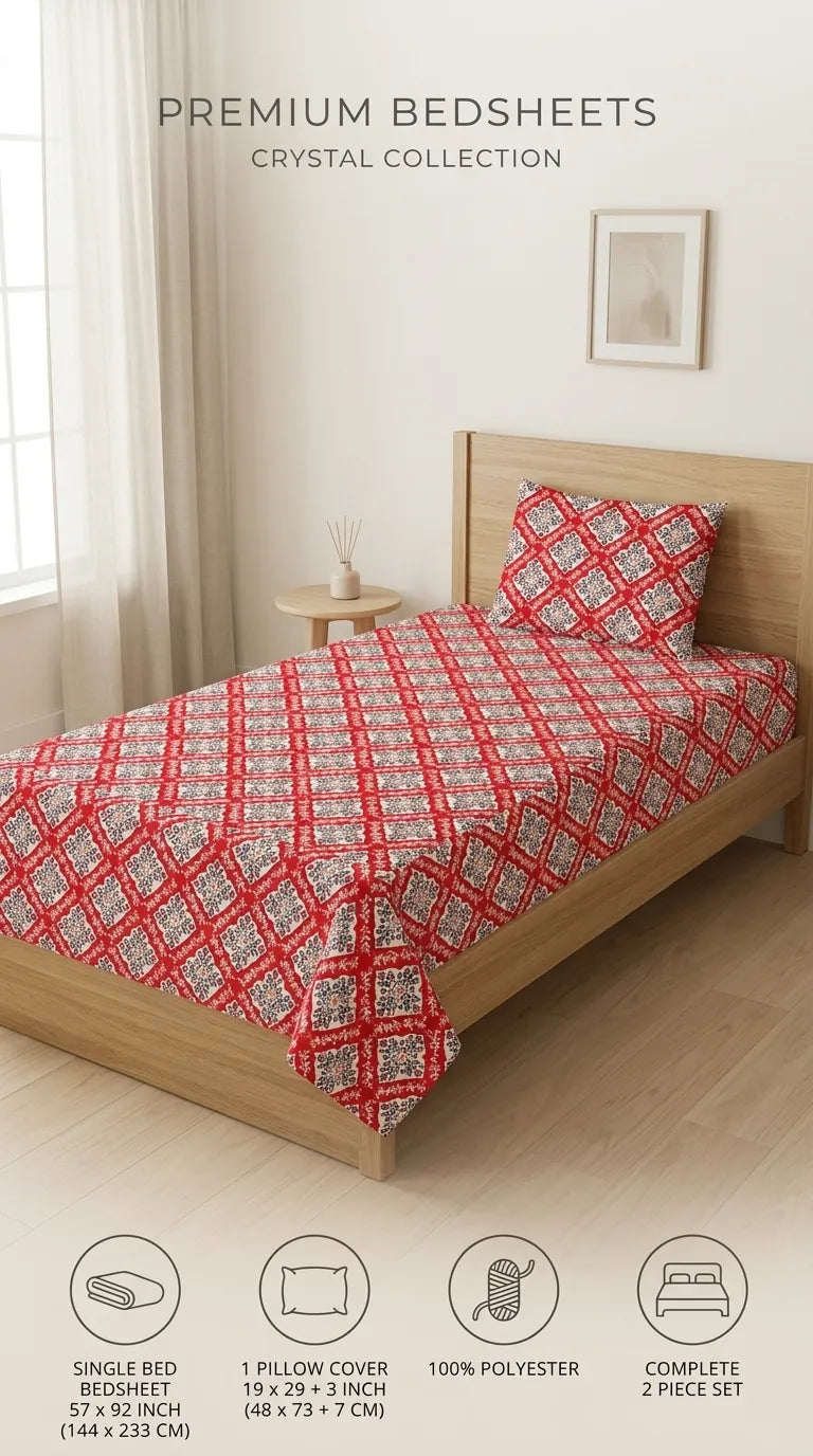 Stylo Single Bed Sheet Red HT108913
