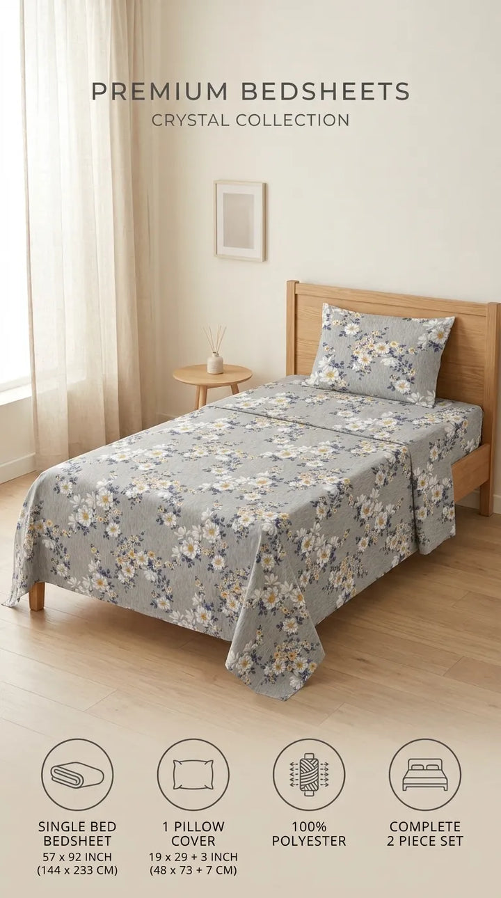 Stylo Single Bed Sheet Grey HT109107