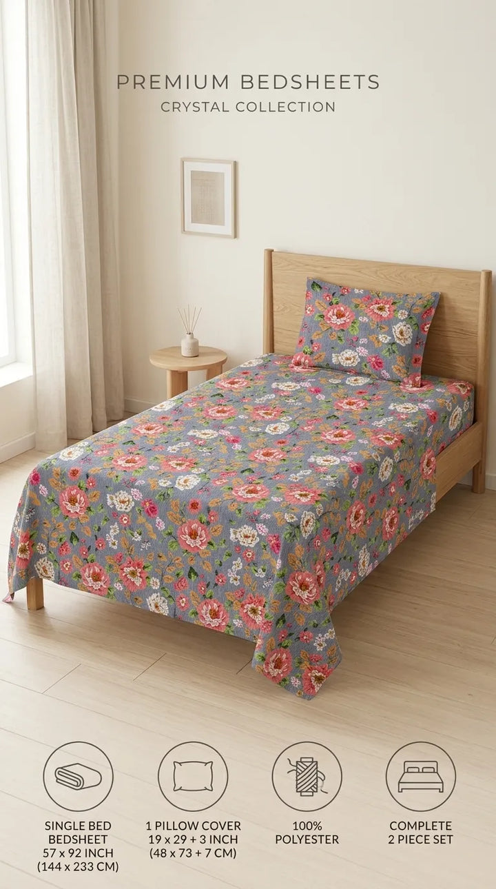 Stylo Single Bed Sheet Grey HT109207