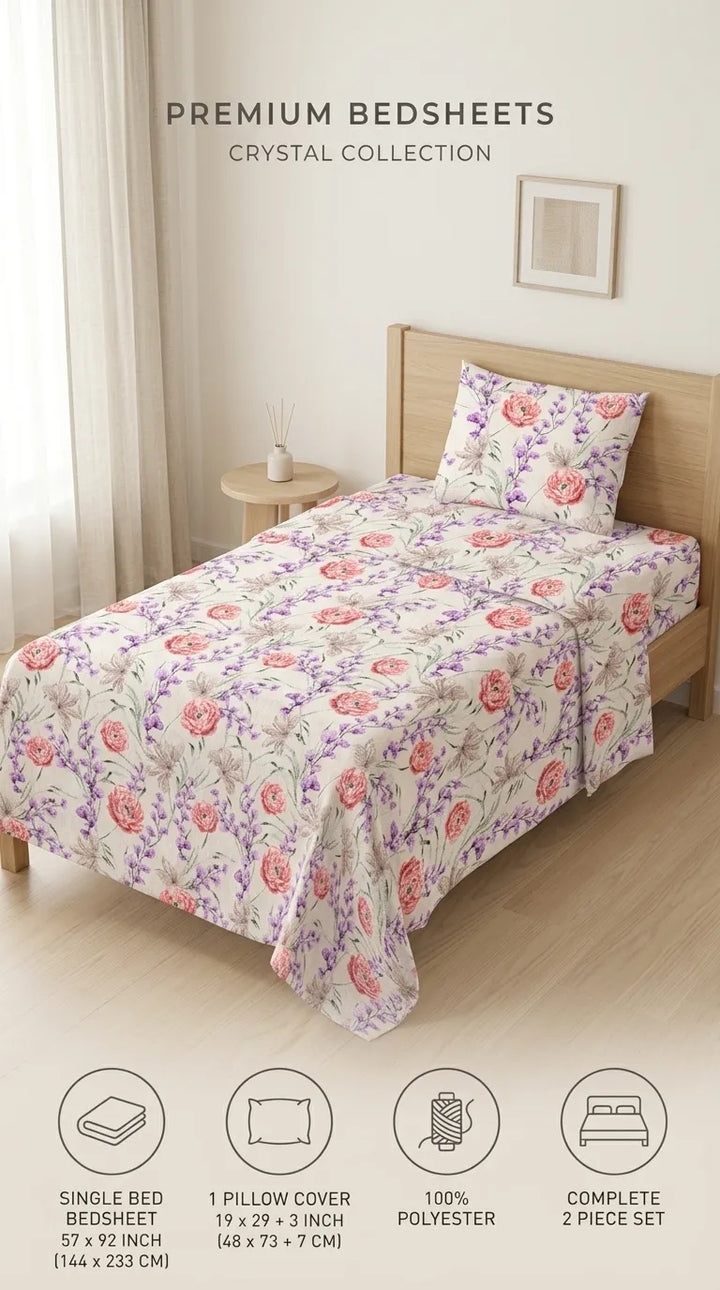 Stylo Single Bed Sheet Purple HT109466
