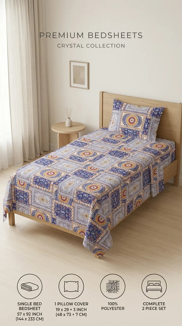 Stylo Single Bed Sheet Blue HT109712