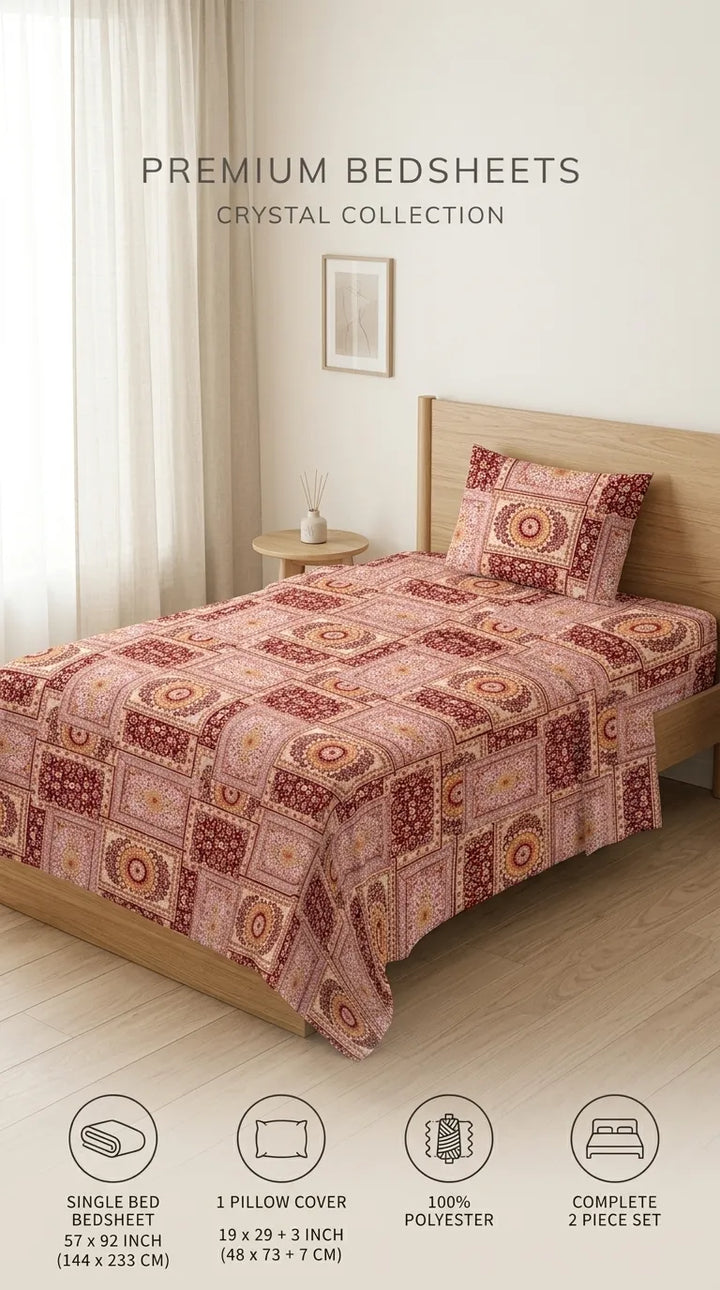 Crystal Cotton Single Bed Sheet HT109802