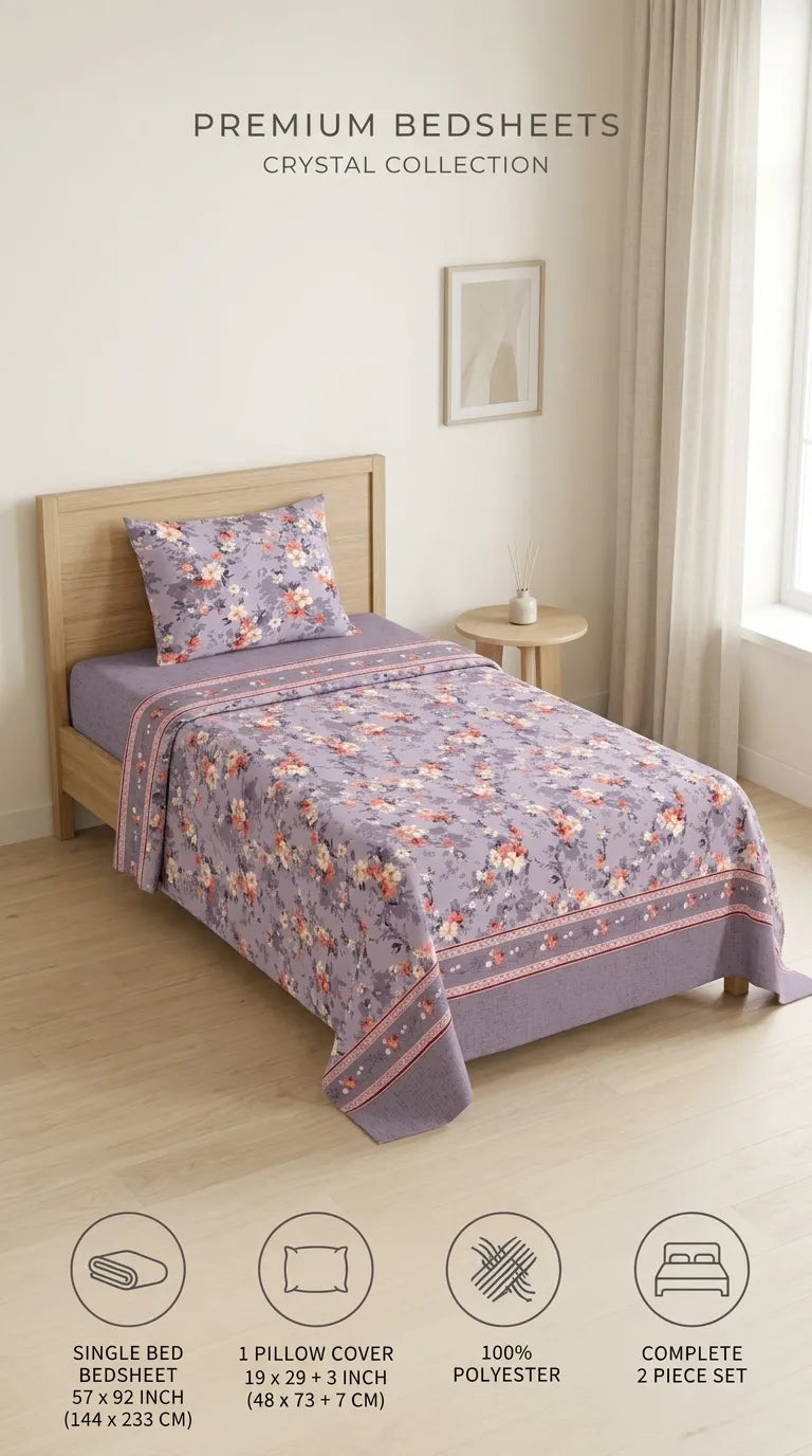 Stylo Single Bed Sheet Grey HT109907