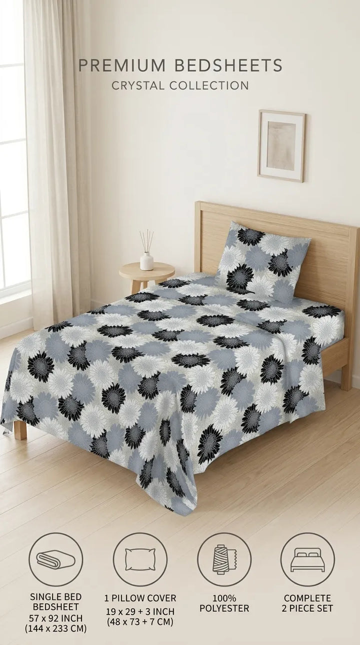 Stylo Single Bed Sheet Grey HT110107