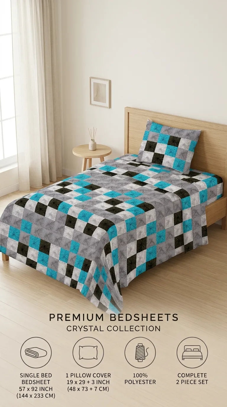 Stylo Single Bed Sheet Blue HT110212