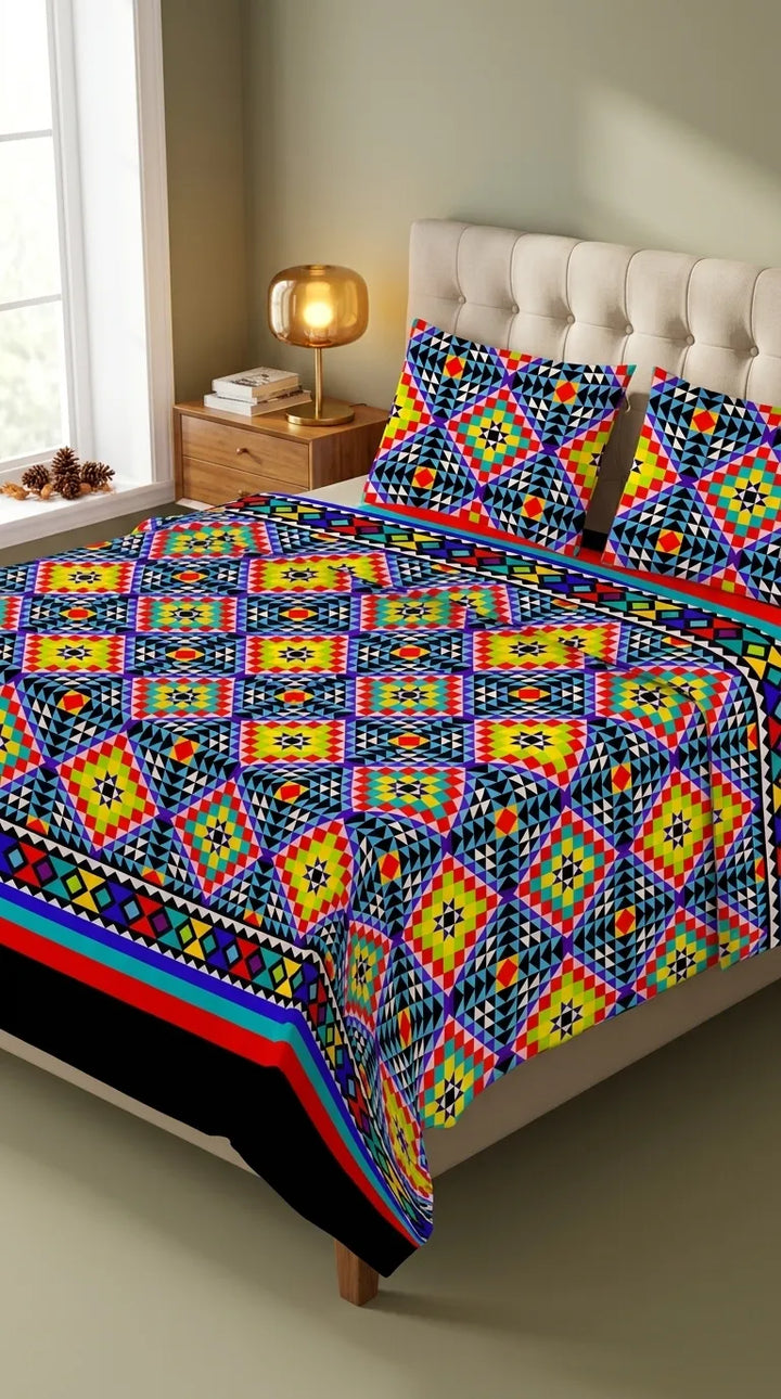 Stylo Double Bed Sheet Blue HT111012