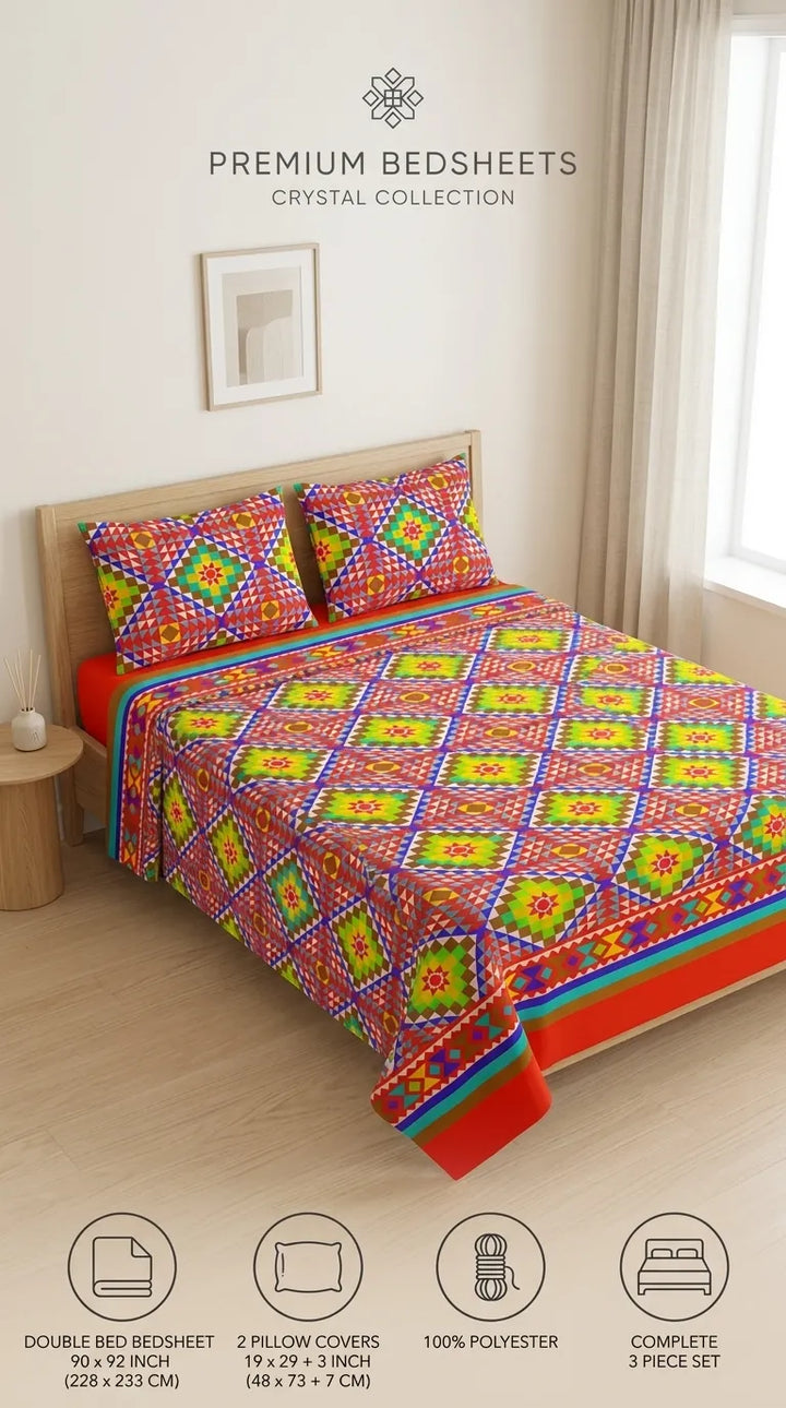 Stylo Double Bed Sheet Red HT111113