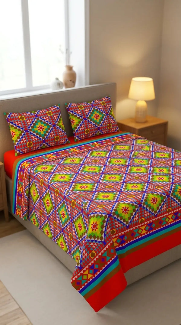 Stylo Double Bed Sheet Red HT111113