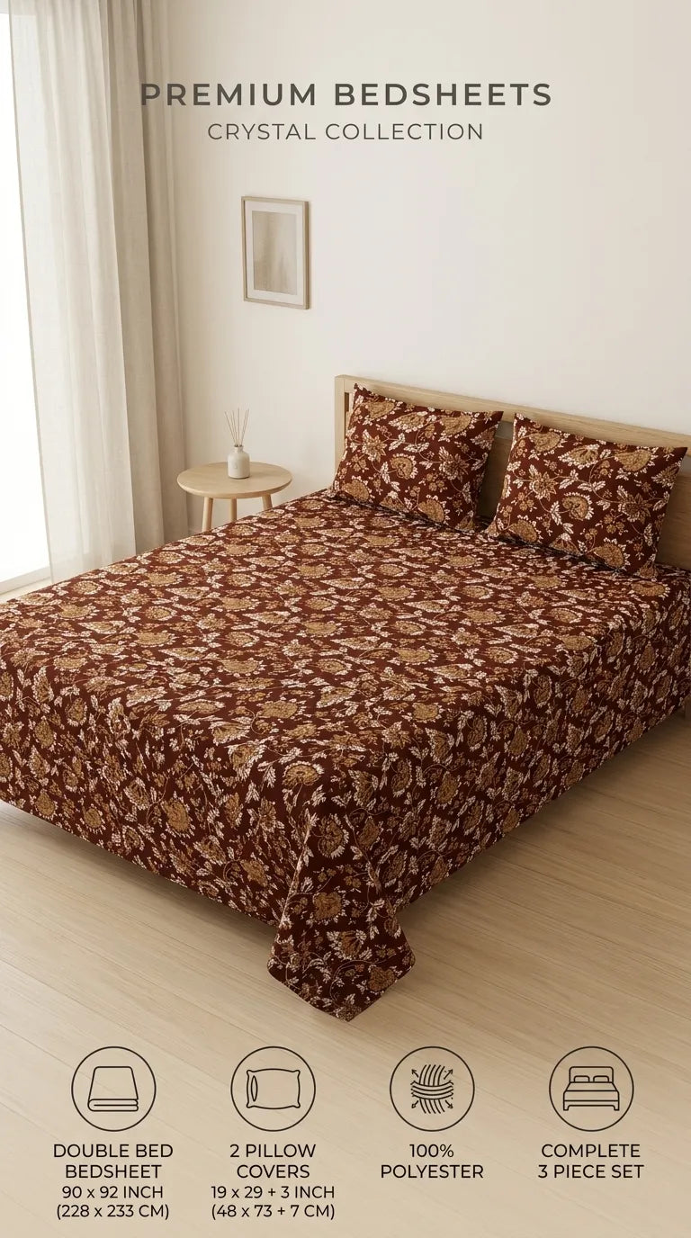 Stylo Double Bed Sheet Brown HT111302