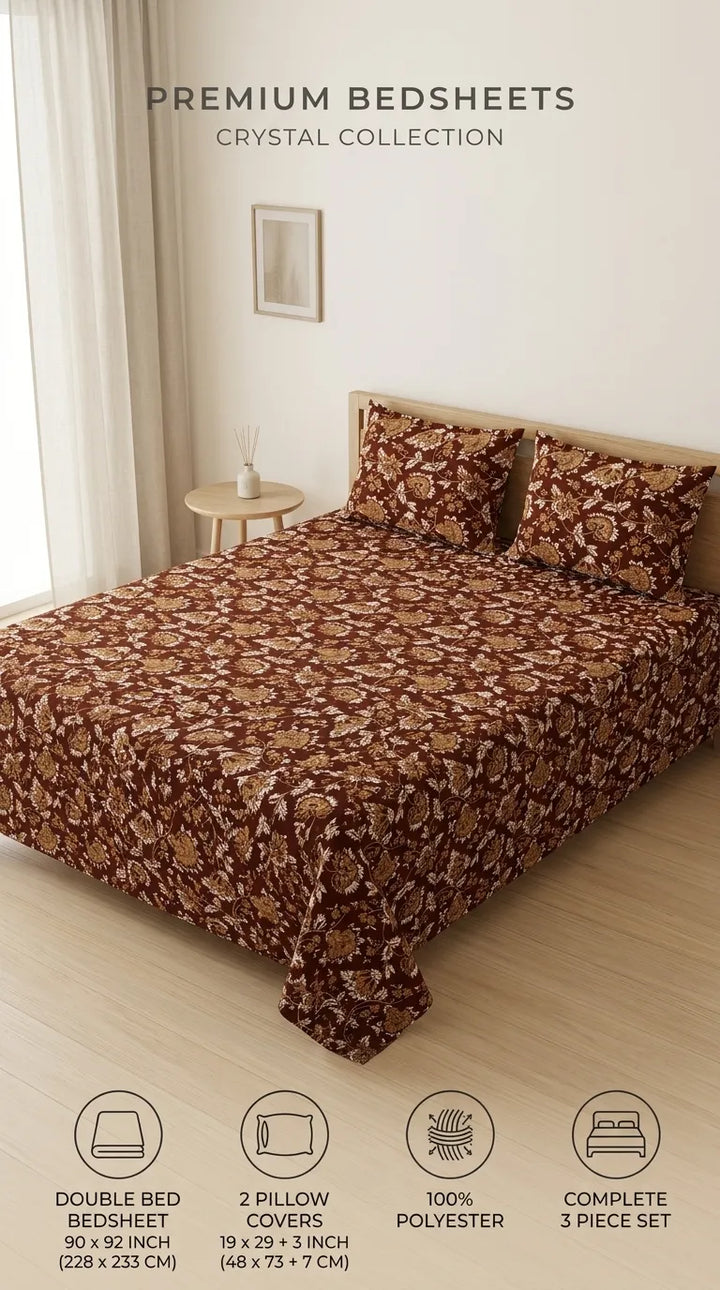 Stylo Double Bed Sheet Brown HT111302