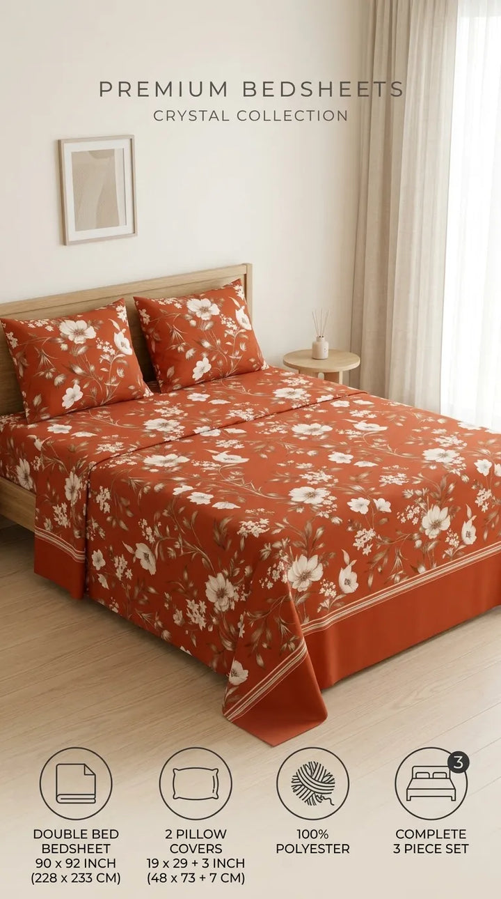 Stylo Double Bed Sheet Brown HT111702