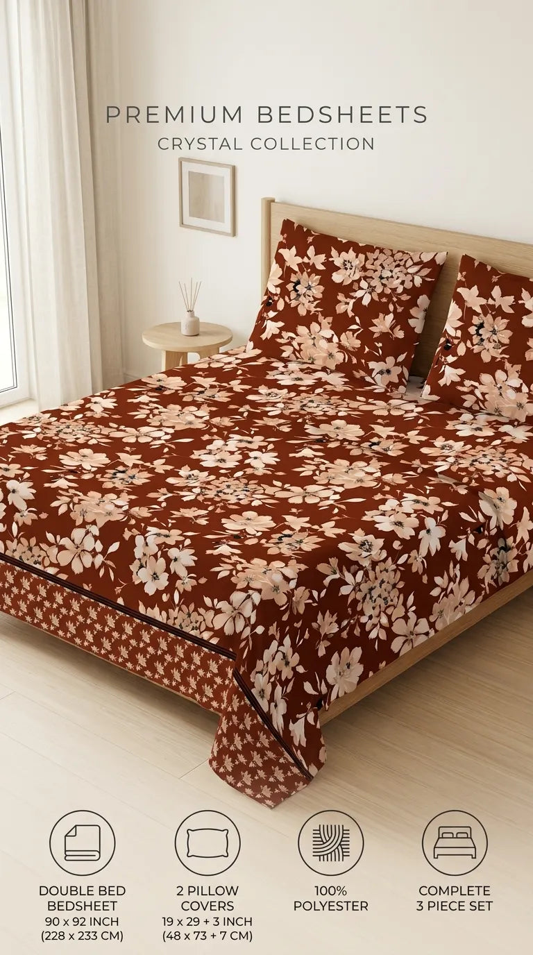 Stylo Double Bed Sheet Brown HT111802