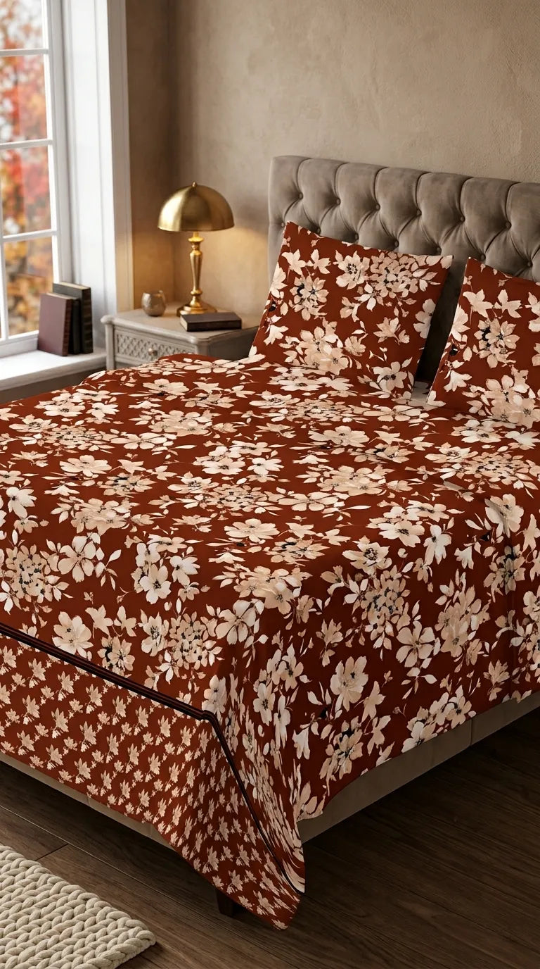 Stylo Double Bed Sheet Brown HT111802
