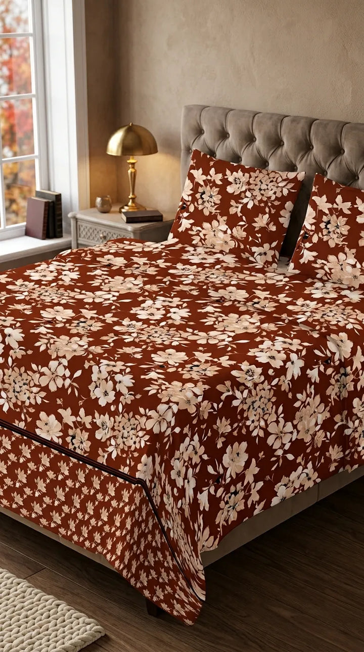 Stylo Double Bed Sheet Brown HT111802