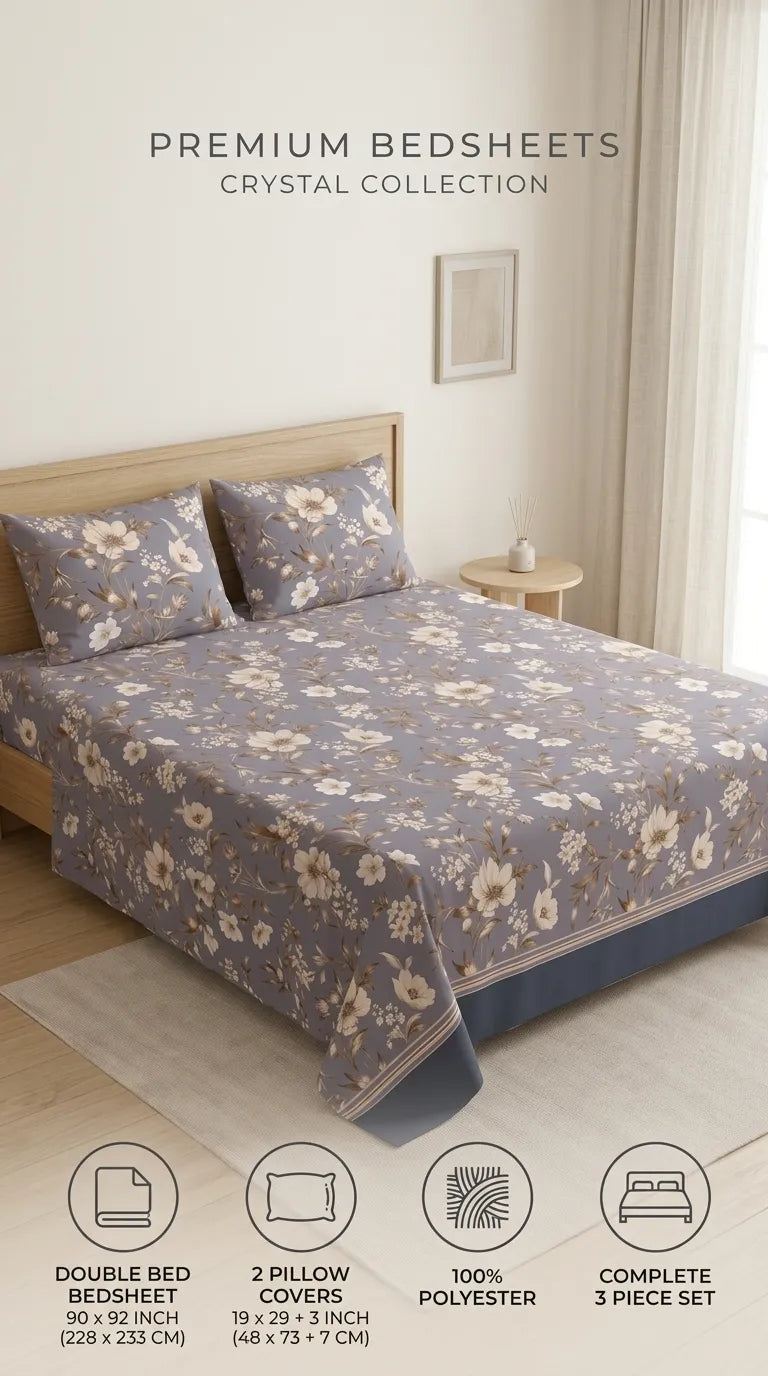 Stylo Double Bed Sheet Grey HT111907