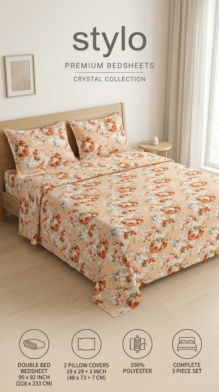 Stylo Double Bed Sheet Brown HT112602