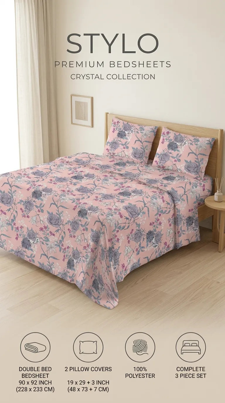 Stylo Double Bed Sheet Grey HT113107