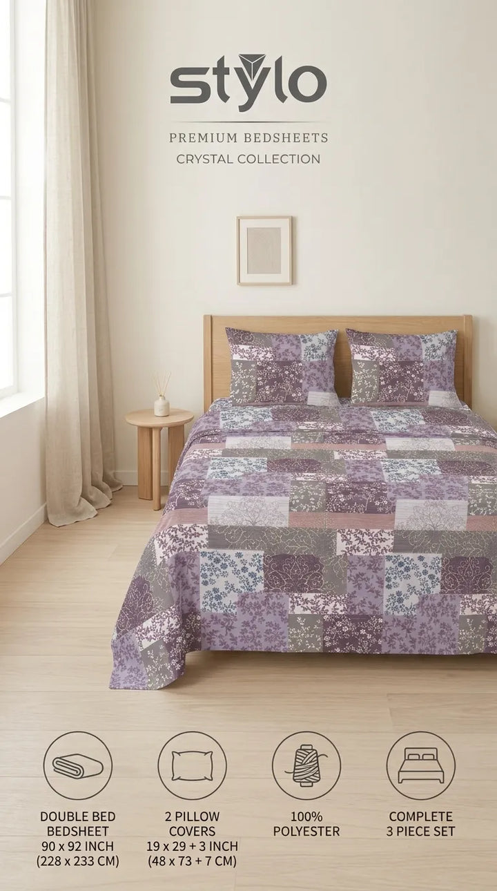 Stylo Double Bed Sheet Grey HT113207