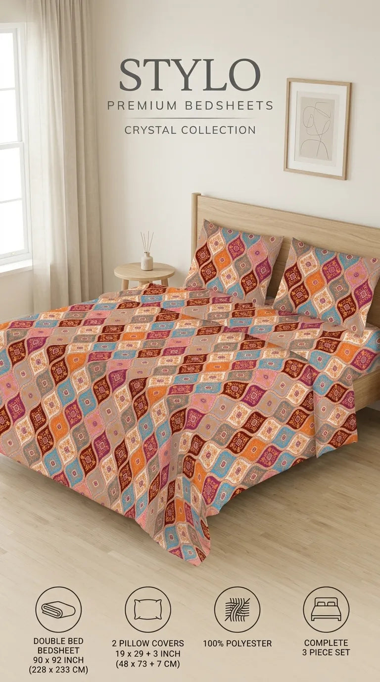 Stylo Double Bed Sheet Multy HT113610