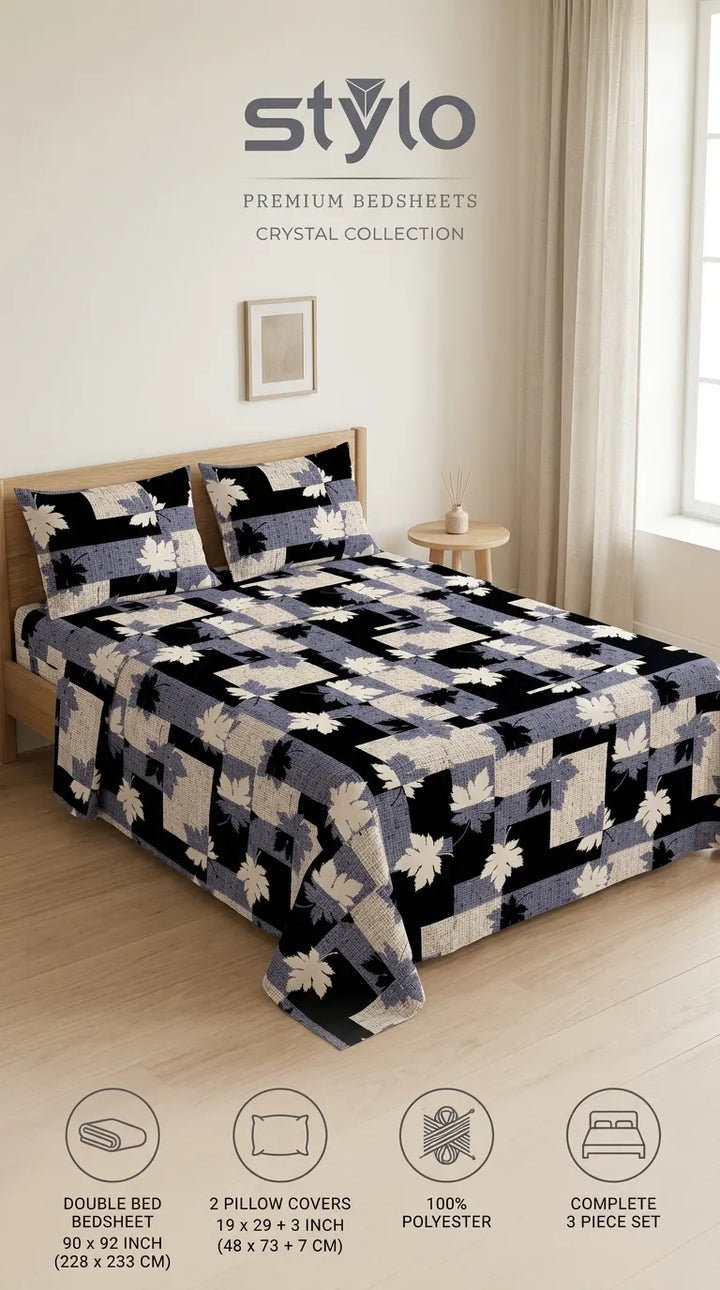 Stylo Double Bed Sheet Grey HT113907